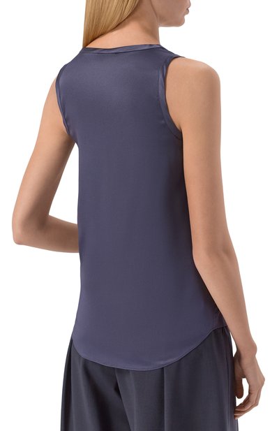 Атласный топ BRUNELLO CUCINELLI синего цвета по цене 99500 руб., арт. M0C59E0600, фото 4 Атласный топ BRUNELLO CUCINELLI, арт. M0C59E0600, фото 4