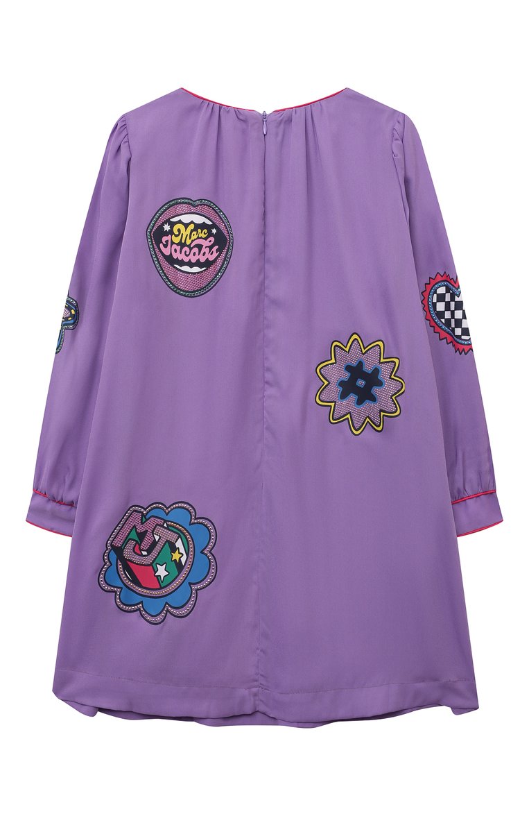 Детское платье MARC JACOBS (THE) сиреневого цвета, арт. W12466/6A-12A | Фото 2 (Рукава: Длинные; Материал сплава: Проставлено; Драгоценные камни: Проставлено; Материал подклада: Вискоза; Материал внешний: Синтетический материал; Девочки Кросс-КТ: Платье-одежда; Случай: Повседневный; Ростовка одежда: 5 лет | 110 см, 7 лет | 122 см, 9 лет | 134 см, 12 лет | 152 см)