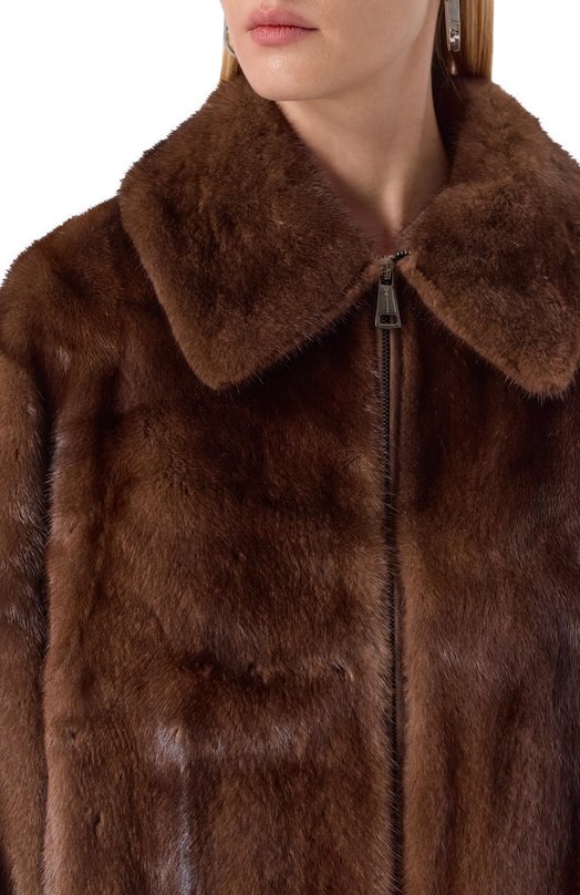 Шуба из норки manzoni24 25M1595-VF Коричневый  25M1595-VF Фото 5