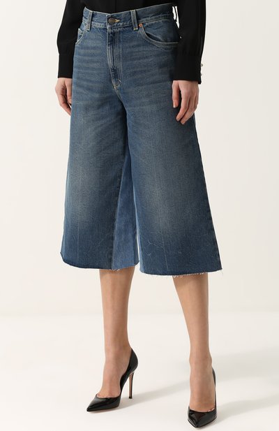 Укороченные расклешенные джинсы с потертостями GUCCI, арт. 478028/XR675, фото 3
