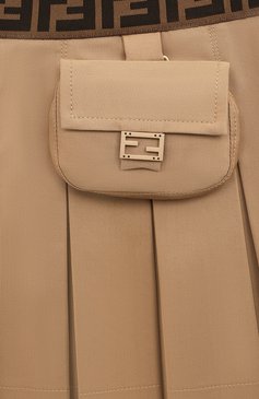 Детская хлопковая юбка FENDI бежевого цвета, арт. JFE124/ADEH/3-6 | Фото 3 (Материал внешний: Хлопок; Материал сплава: Проставлено; Нос: Не проставлено; Случай: Повседневный; Ростовка одежда: 5 лет | 110 см, 6 лет | 116 см)