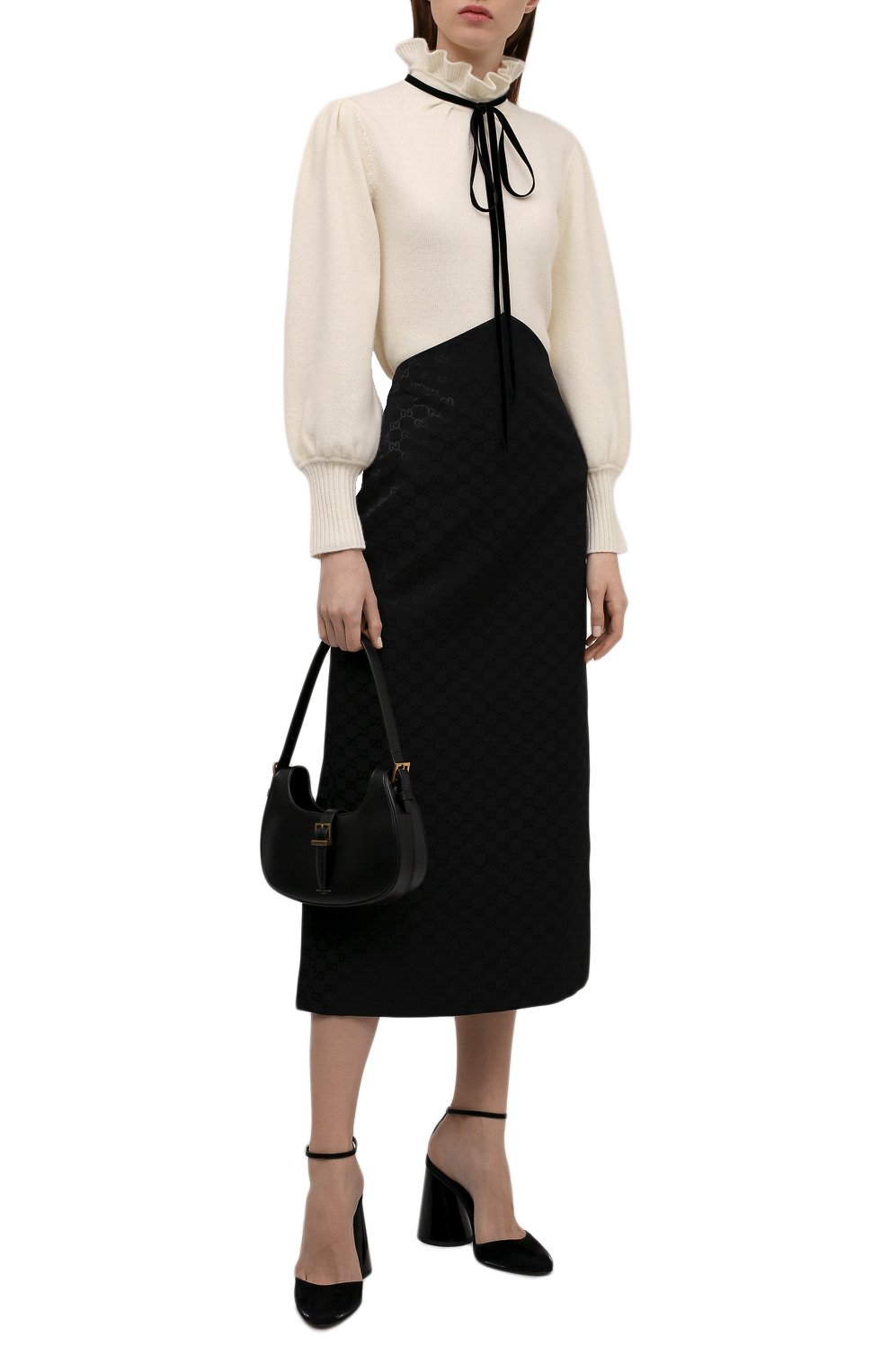 Юбка из хлопка и вискозы GUCCI черного цвета по цене 141120 руб., арт. 669341/ZAHMD, фото 2 Юбка из хлопка и вискозы GUCCI, арт. 669341/ZAHMD, фото 2