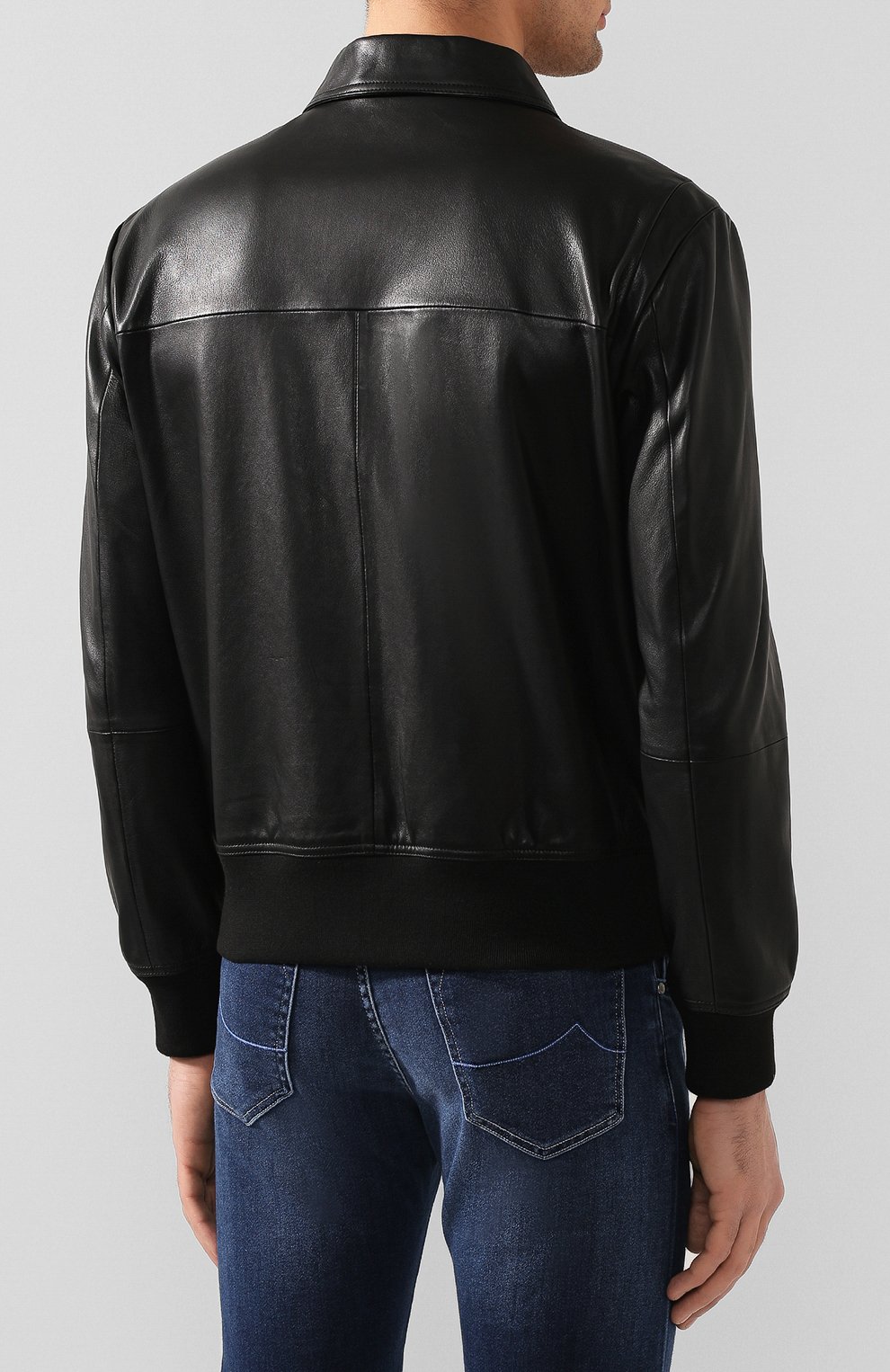 Кожаный бомбер HUGO черного цвета по цене 66000 руб., арт. 50427864, фото 4 Кожаный бомбер HUGO, арт. 50427864, фото 4