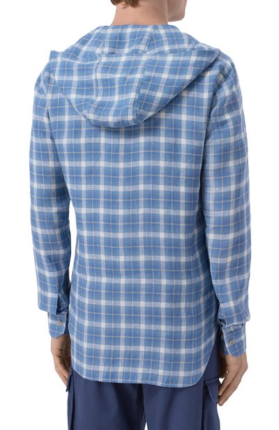 Льняная куртка-рубашка KITON голубого цвета по цене 121000 руб., арт. UMCMARH09617, фото 4 Льняная куртка-рубашка KITON, арт. UMCMARH09617, фото 4