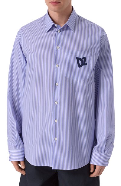 Хлопковая рубашка DSQUARED2 голубого цвета по цене 78600 руб., арт. S78DM0043/D35285, фото 3 Хлопковая рубашка DSQUARED2, арт. S78DM0043/D35285, фото 3