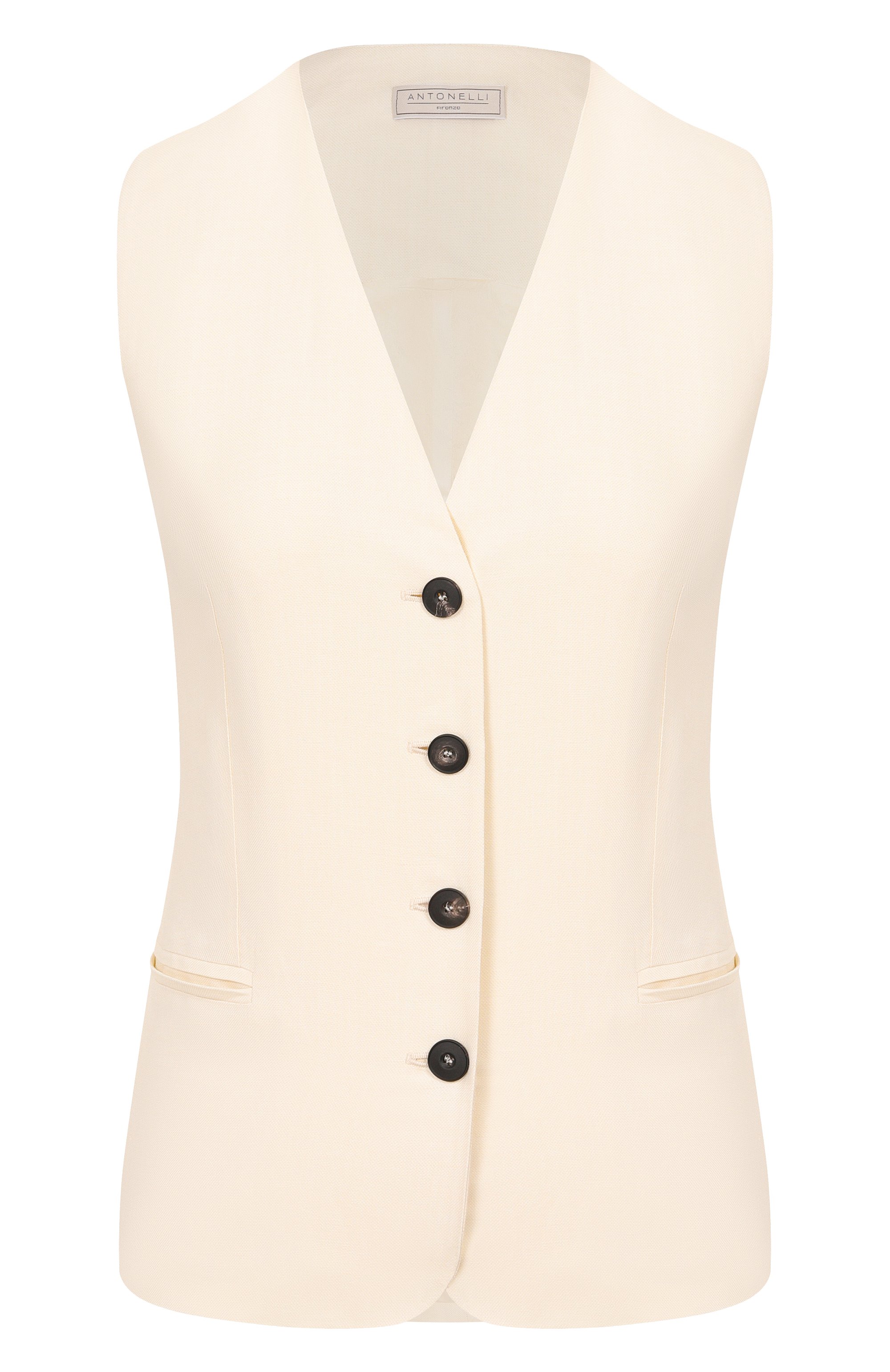 Жилет из вискозы и льна ANTONELLI FIRENZE кремового цвета по цене 69950 руб., арт. N3587Q/935, фото 1 Жилет из вискозы и льна ANTONELLI FIRENZE, арт. N3587Q/935, фото 1
