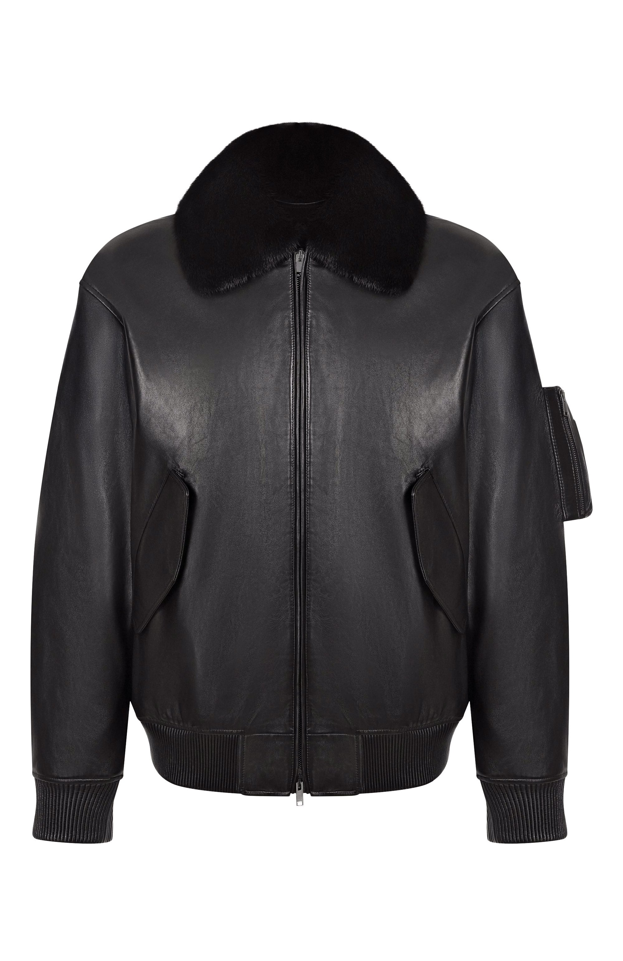 Кожаный бомбер с подкладкой из норки MVST, арт. M25.1PM.0004/BIG SIZE/PL0NGE, фото 1