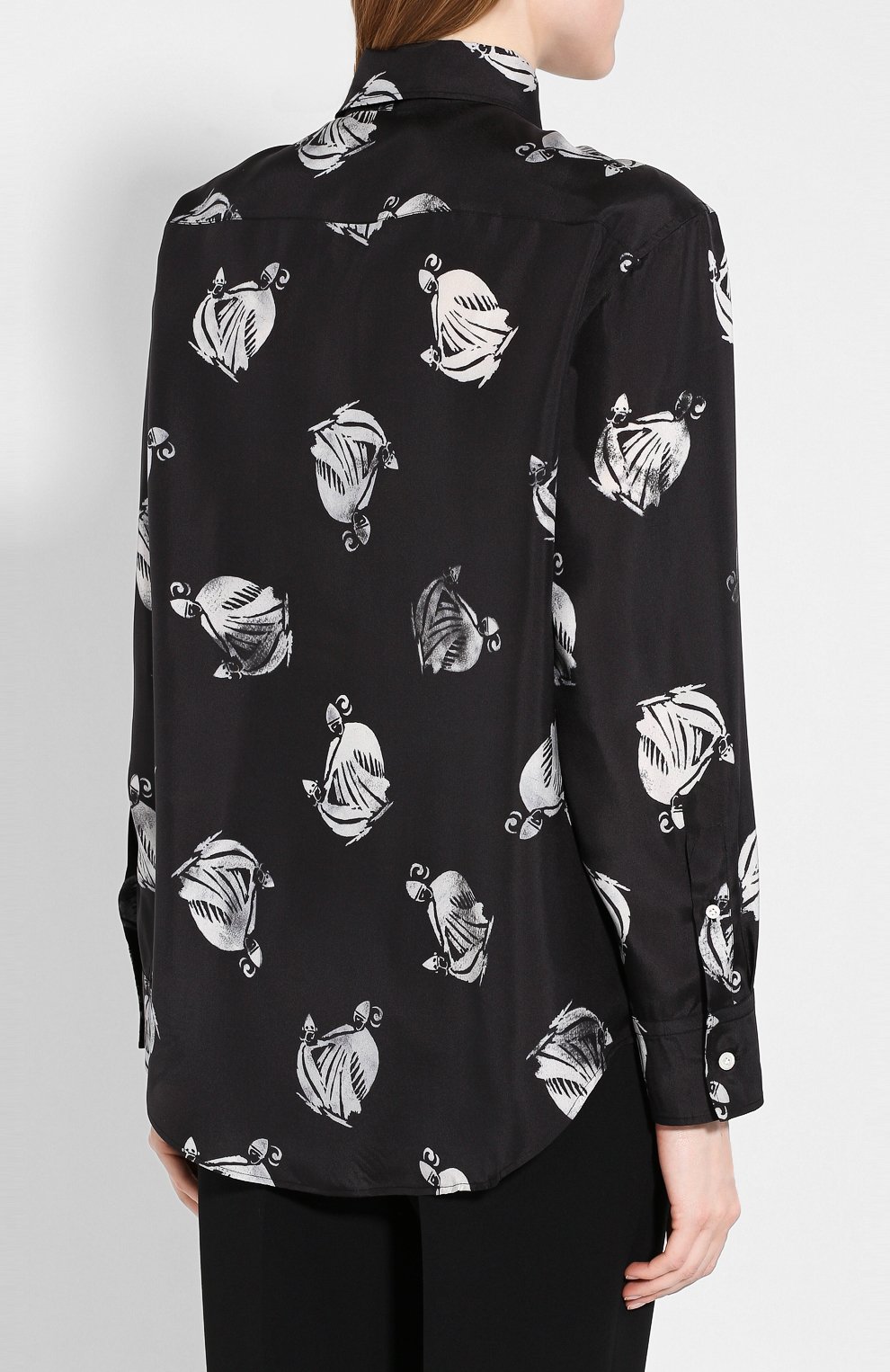 Шелковая рубашка LANVIN черно-белого цвета по цене 94650 руб., арт. RW-T0670I-4185-H19, фото 4 Шелковая рубашка LANVIN, арт. RW-T0670I-4185-H19, фото 4