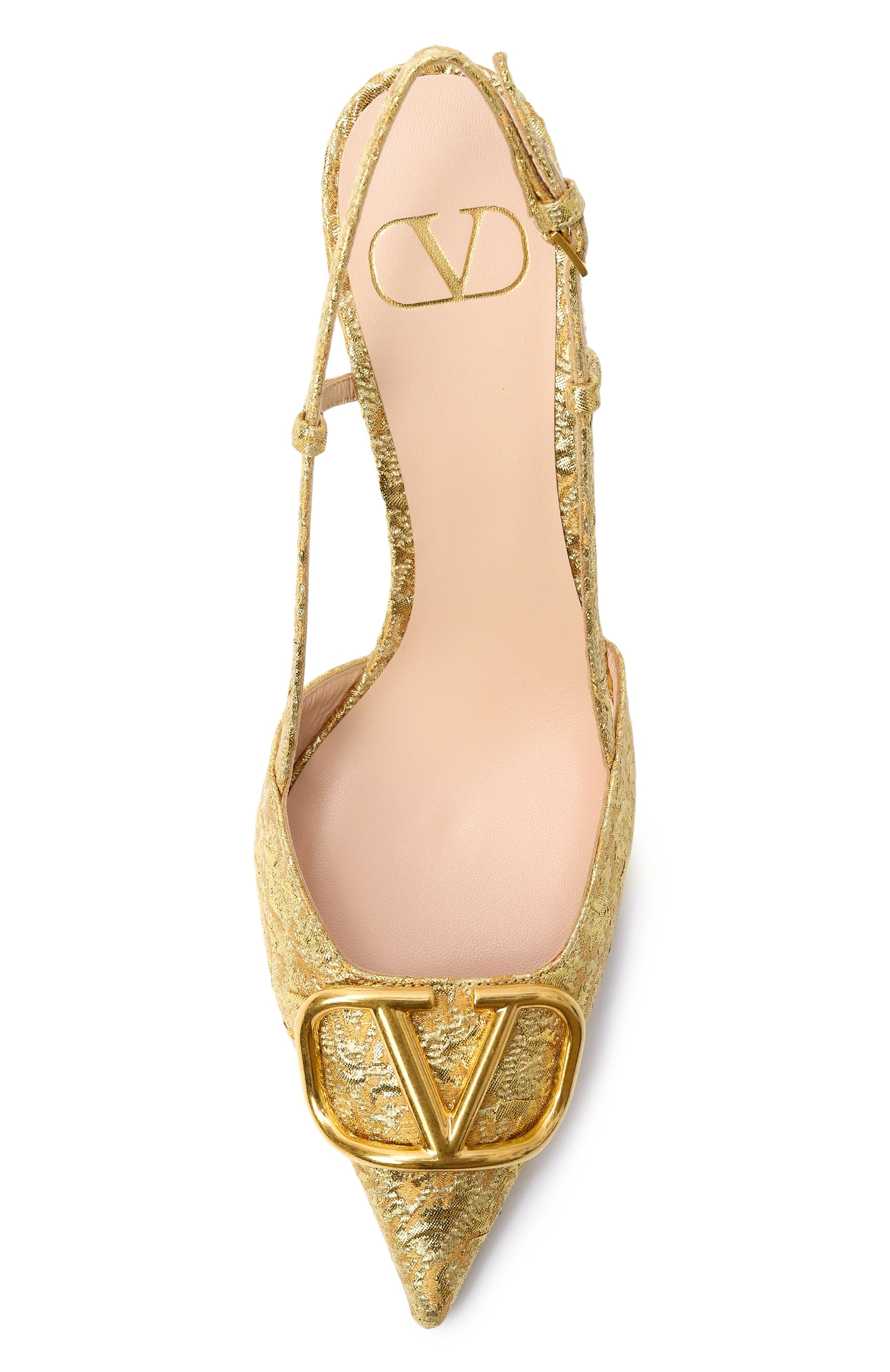 Текстильные туфли vlogo signature 80 VALENTINO золотого цвета по цене 118000 руб., арт. 8W2S0R01/MRE, фото 6 Текстильные туфли vlogo signature 80 VALENTINO, арт. 8W2S0R01/MRE, фото 6