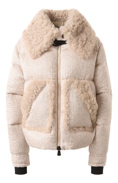 Женский пуховик stowe MONCLER GRENOBLE кремового цвета, арт. 1A000-45-597TP | Фото 1 (Длина (верхняя одежда): Короткие; Материал подклада: Синтетический материал; Рукава: Длинные; Стили: Кэжуэл; Кросс-КТ: Пуховик; Материал внешний: Синтетический материал)