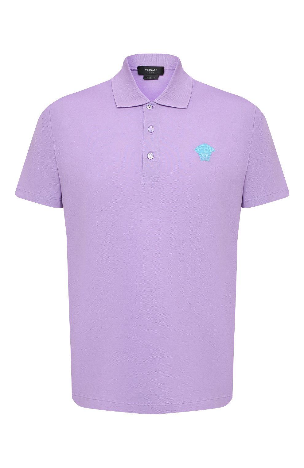 Хлопковое поло VERSACE сиреневого цвета по цене 49950 руб., арт. A87427/A237141, фото 1 Хлопковое поло VERSACE, арт. A87427/A237141, фото 1