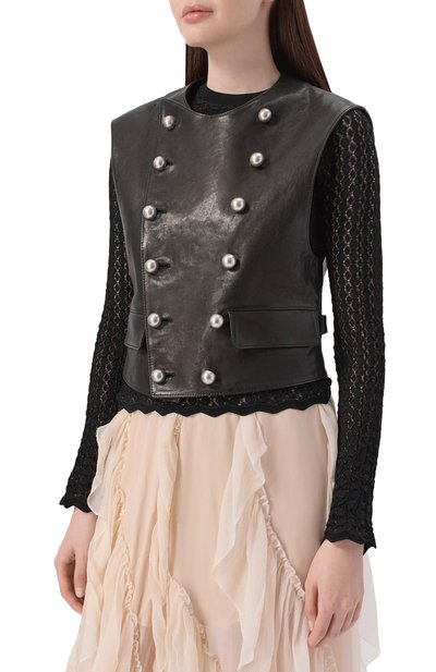 Кожаный жилет ANN DEMEULEMEESTER черного цвета по цене 413000 руб., арт. B0013976/LT137, фото 3 Кожаный жилет ANN DEMEULEMEESTER, арт. B0013976/LT137, фото 3