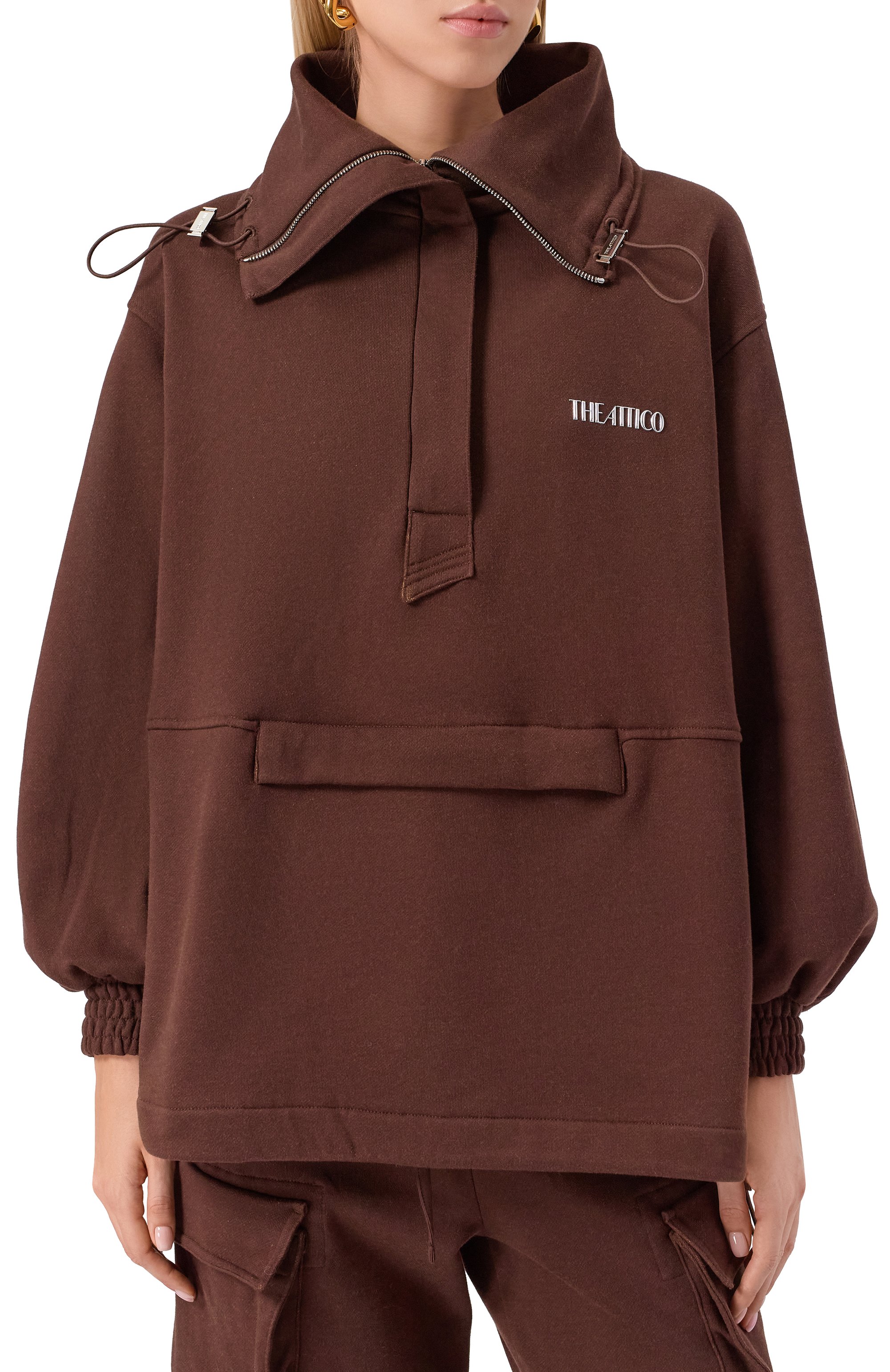 Хлопковый свитшот-анорак THE ATTICO, арт. 251WCB00091/JJF007AA, фото 3