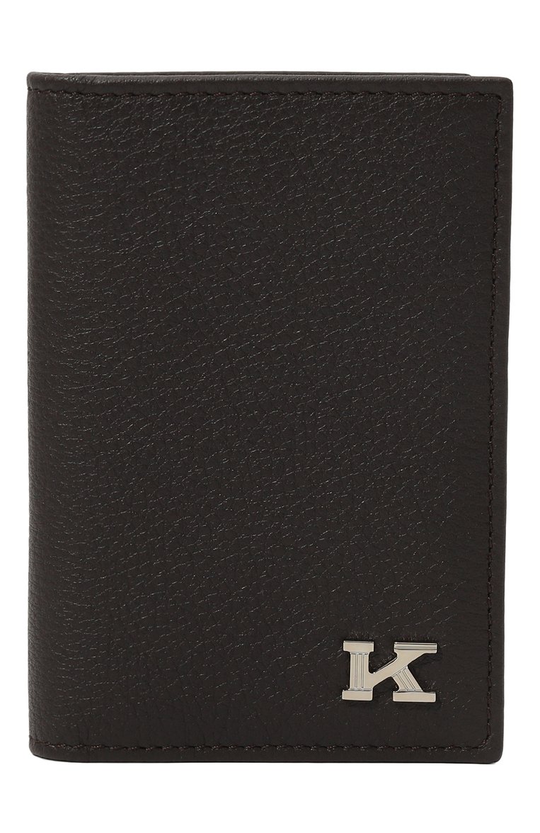 Женский кожаный футляр для кредитных карт KITON темно-коричневого цвета, арт. DKRISX0893A | Фото 1 (Материал: Натуральная кожа; Нос: Не проставлено)