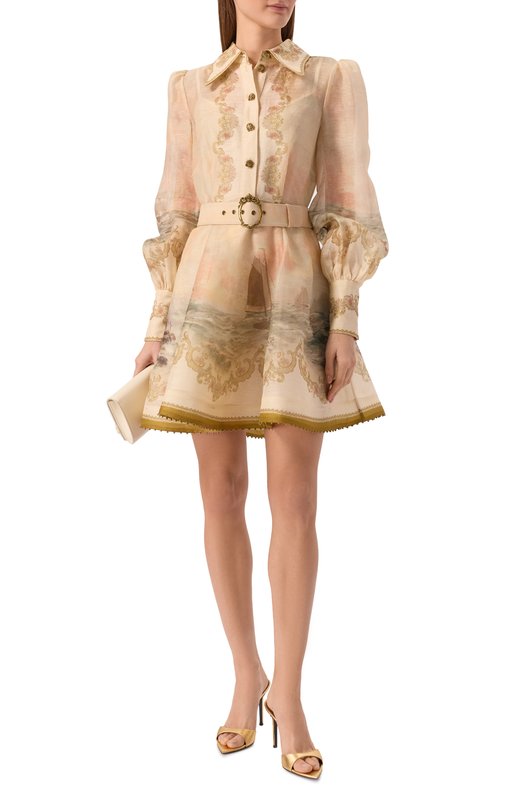 Платье изо льна и шелка Zimmermann 6561DC261 Бежевый  6561DC261 Фото 2