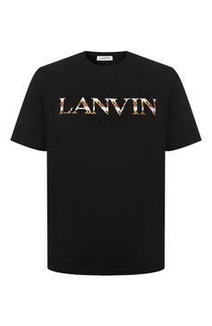 Мужская хлопковая футболка LANVIN черного цвета, арт. RM TS0005/J207 | Фото 1 (Рукава: Короткие; Длина (для топов): Стандартные; Принт: С принтом; Материал сплава: Проставлено; Материал внешний: Хлопок; Стили: Спорт-шик; Драгоценные камни: Проставлено)