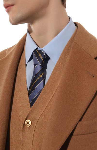 Шелковый галстук GUCCI синего цвета по цене 28800 руб., арт. 643929 4E002, фото 2 Шелковый галстук GUCCI, арт. 643929 4E002, фото 2