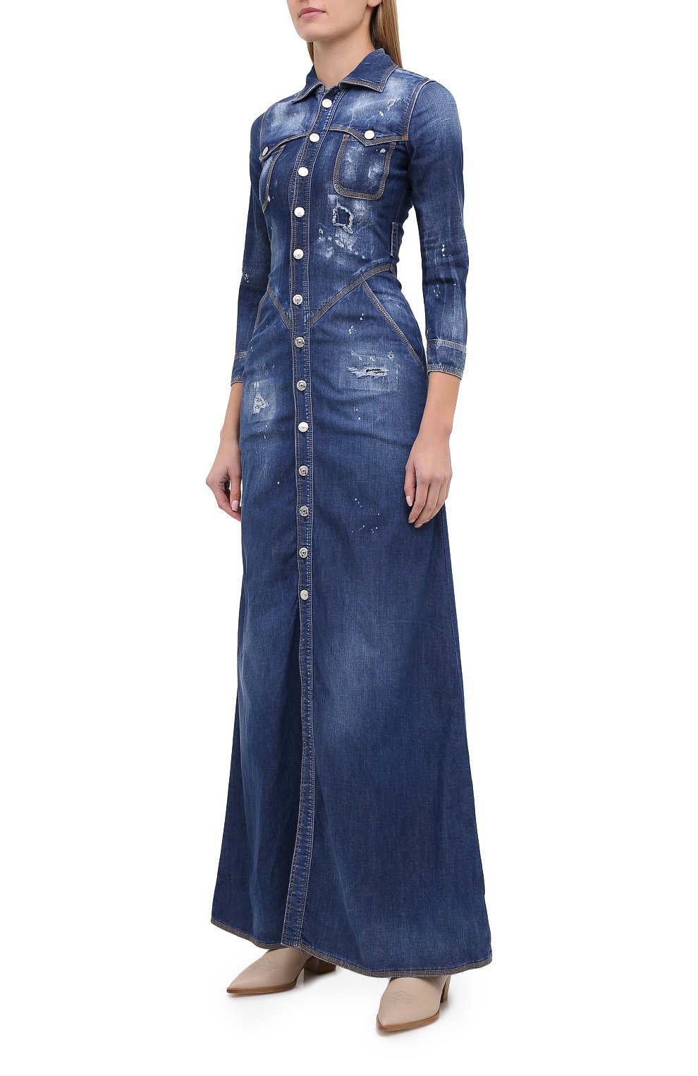 Джинсовое платье DSQUARED2 синего цвета по цене 99500 руб., арт. S72CV0128/S30341, фото 3 Джинсовое платье DSQUARED2, арт. S72CV0128/S30341, фото 3