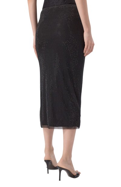 Юбка с отделкой стразами SELF-PORTRAIT черного цвета по цене 54050 руб., арт. AW25049MSKB, фото 4 Юбка с отделкой стразами SELF-PORTRAIT, арт. AW25049MSKB, фото 4