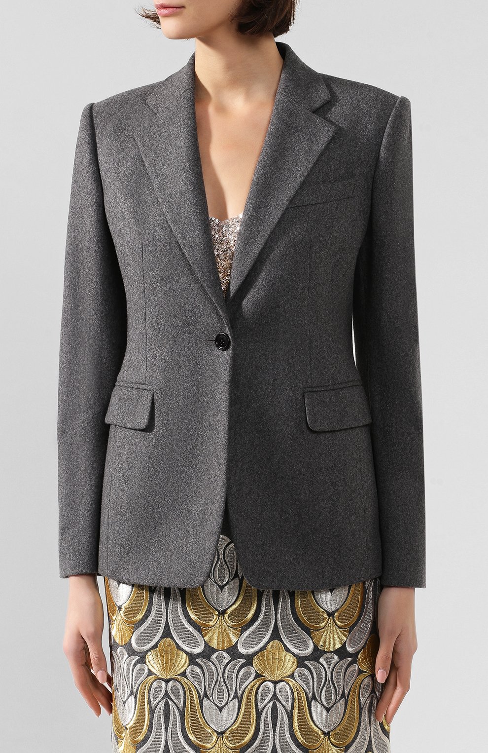 Шерстяной жакет DRIES VAN NOTEN серого цвета по цене 58750 руб., арт. 192-10420-8121, фото 3 Шерстяной жакет DRIES VAN NOTEN, арт. 192-10420-8121, фото 3