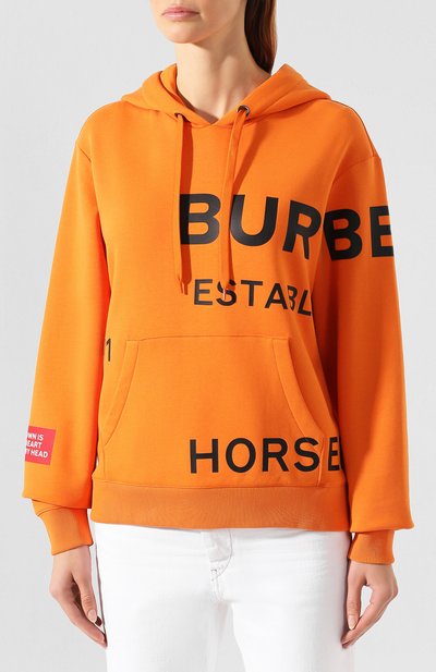 Хлопковое худи BURBERRY оранжевого цвета по цене 79950 руб., арт. 8017165, фото 3 Хлопковое худи BURBERRY, арт. 8017165, фото 3