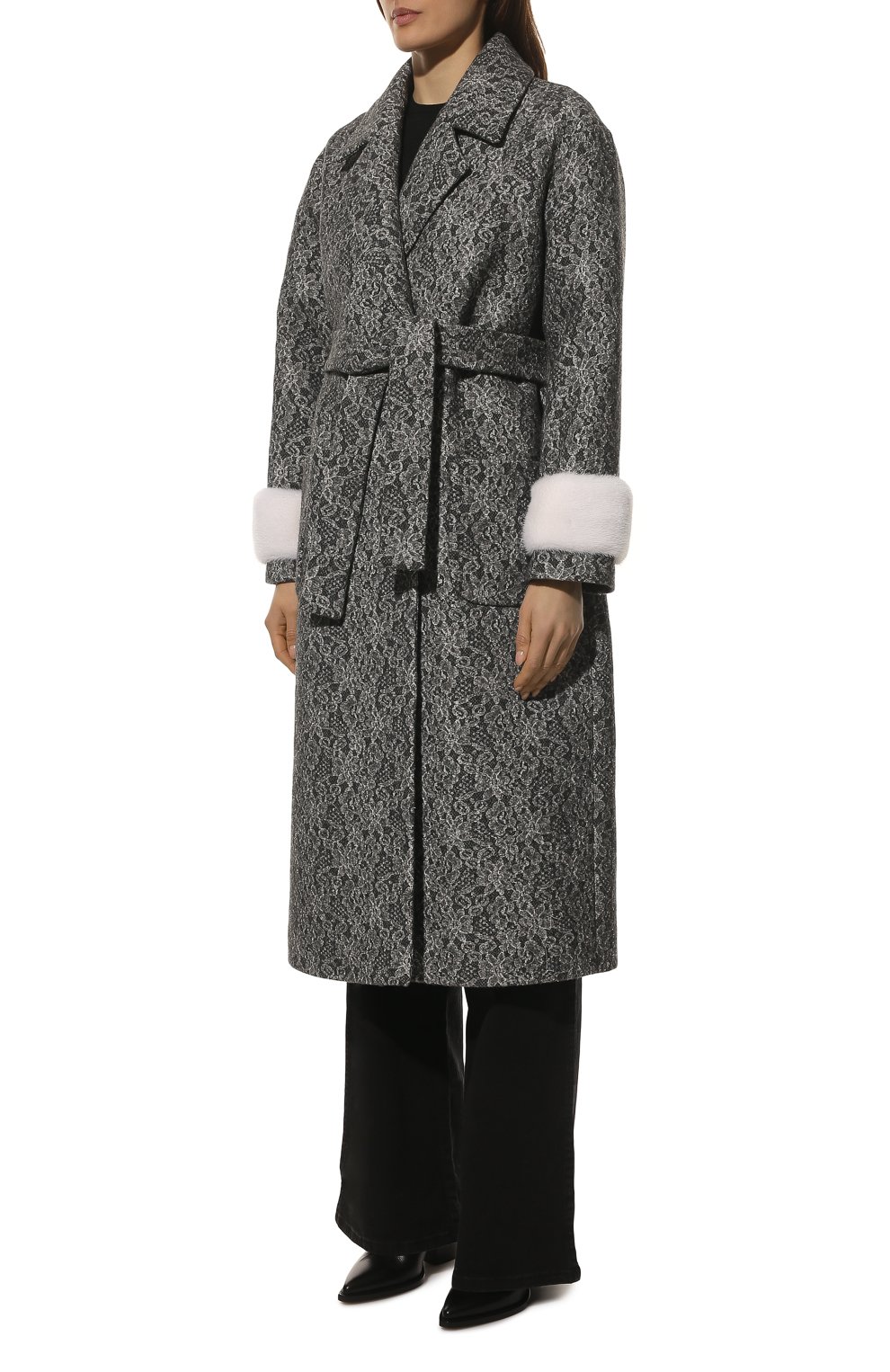 Шерстяное пальто SEVEN LAB серого цвета по цене 38850 руб., арт. CABM lace grey, фото 3 Шерстяное пальто SEVEN LAB, арт. CABM lace grey, фото 3