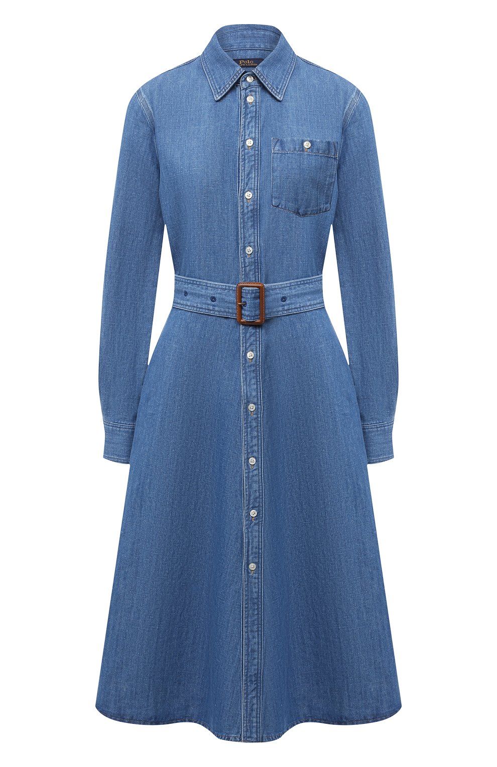 Платье из хлопка и льна POLO RALPH LAUREN синего цвета по цене 23650 руб., арт. 211810536, фото 1 Платье из хлопка и льна POLO RALPH LAUREN, арт. 211810536, фото 1