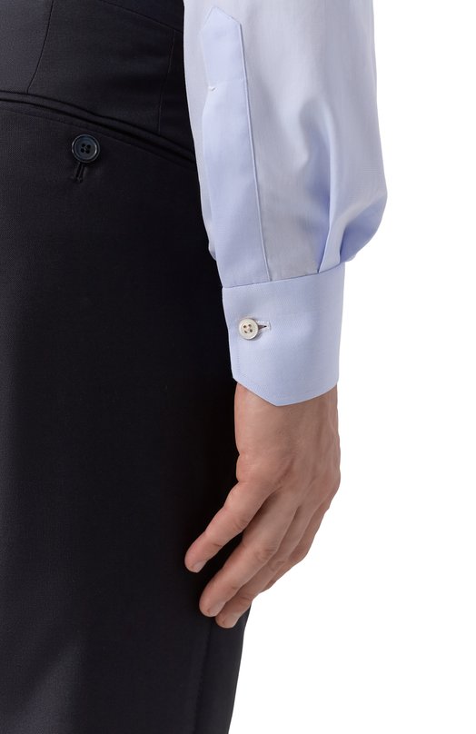 Хлопковая сорочка Kiton UCCH0948802 Голубой  UCCH0948802 Фото 5