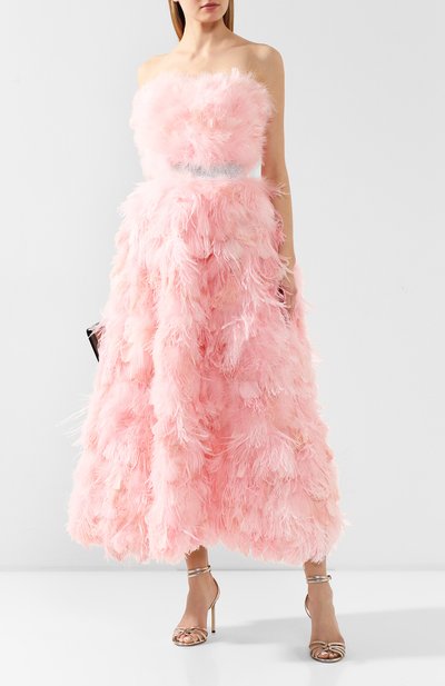 Платье с перьями DOLCE & GABBANA светло-розового цвета по цене 1495000 руб., арт. F6G7VZ/GD83W, фото 2 Платье с перьями DOLCE & GABBANA, арт. F6G7VZ/GD83W, фото 2