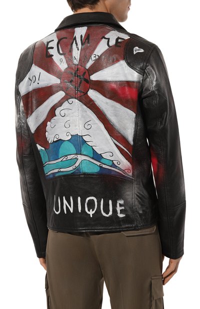 Кожаная куртка UNIQUE AS DUCK черного цвета по цене 120000 руб., арт. KOZL1, фото 4 Кожаная куртка UNIQUE AS DUCK, арт. KOZL1, фото 4