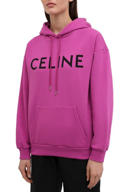 Хлопковое худи CELINE фуксия цвета по цене 77750 руб., арт. 2Y369052H, фото 3 Хлопковое худи CELINE, арт. 2Y369052H, фото 3