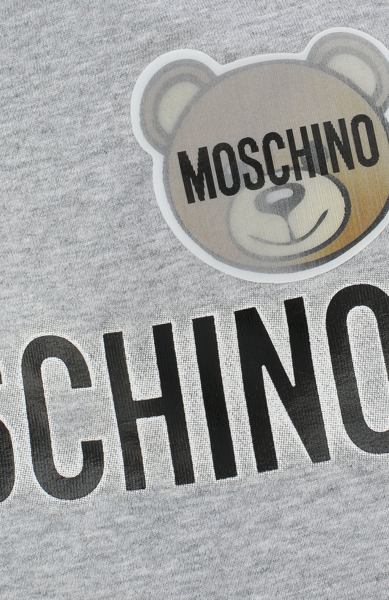 Детского хлопковая шапка MOSCHINO серого цвета, арт. HMX00Z/LDA16 | Фото 3 (Материал: Текстиль, Хлопок; Нос: Не проставлено)
