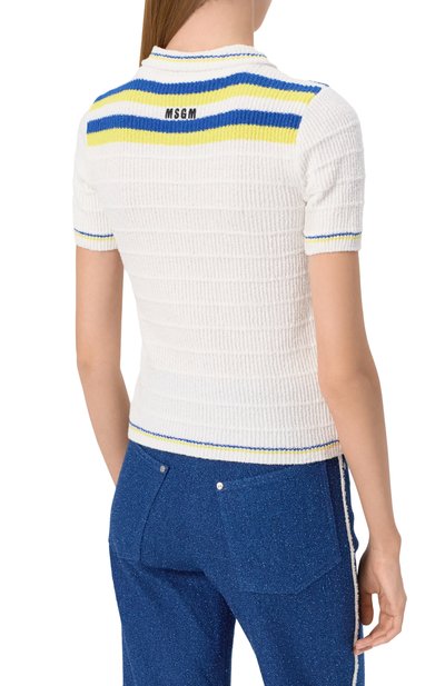 Хлопковое поло MSGM белого цвета по цене 31550 руб., арт. 3841MDM202/257289, фото 4 Хлопковое поло MSGM, арт. 3841MDM202/257289, фото 4