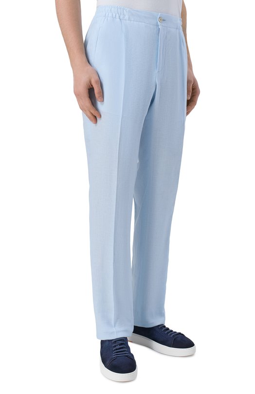 Льняные брюки Kiton UPN01H09690 Голубой  UPN01H09690 Фото 3