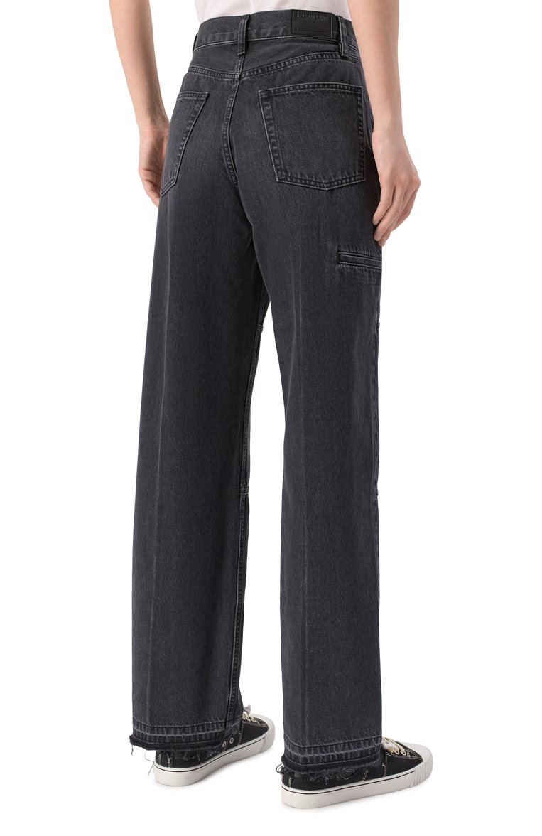 Женские джинсы HELMUT LANG темно-серого цвета, арт. 009DW202 | Фото 4 (Длина (брюки, джинсы): Стандартные; Материал внешний: Хлопок, Деним; Кросс-КТ: Деним; Силуэт Ж (брюки и джинсы): Прямые; Детали: Делаве; Стили: Кэжуэл)