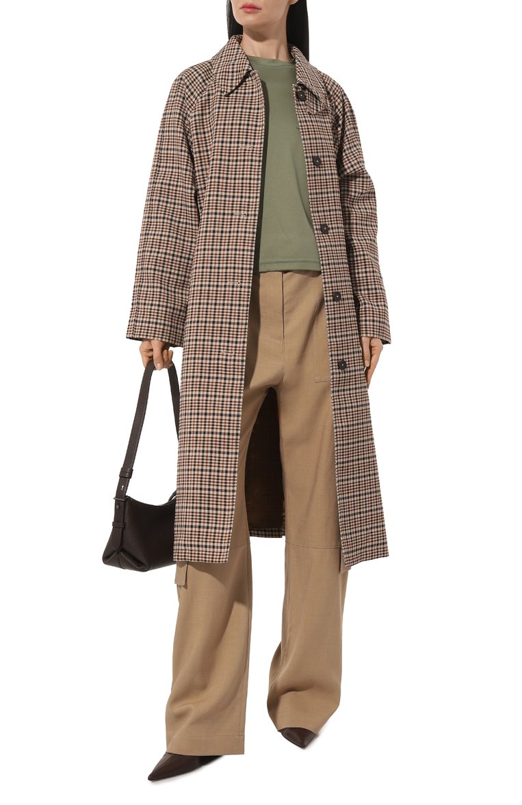 Женская хлопковая футболка KITON зеленого цвета, арт. D55426H08051 | Фото 2 (Материал внешний: Хлопок; Длина (для топов): Стандартные; Рукава: Короткие; Принт: Без принта; Стили: Милитари; Автоматизация ТО: Проставлено; Автоматизация состава: Проставлено)
