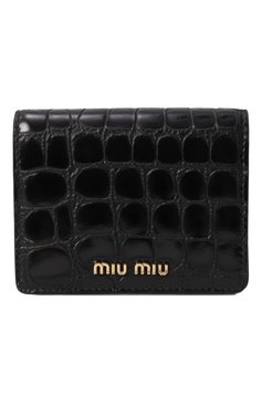 Женские кожаное портмоне MIU MIU черного цвета, арт. 5MV204-2DQ8-F0002 | Фото 1 (Нос: Не проставлено; Материал: Натуральная кожа; Материал сплава: Проставлено)