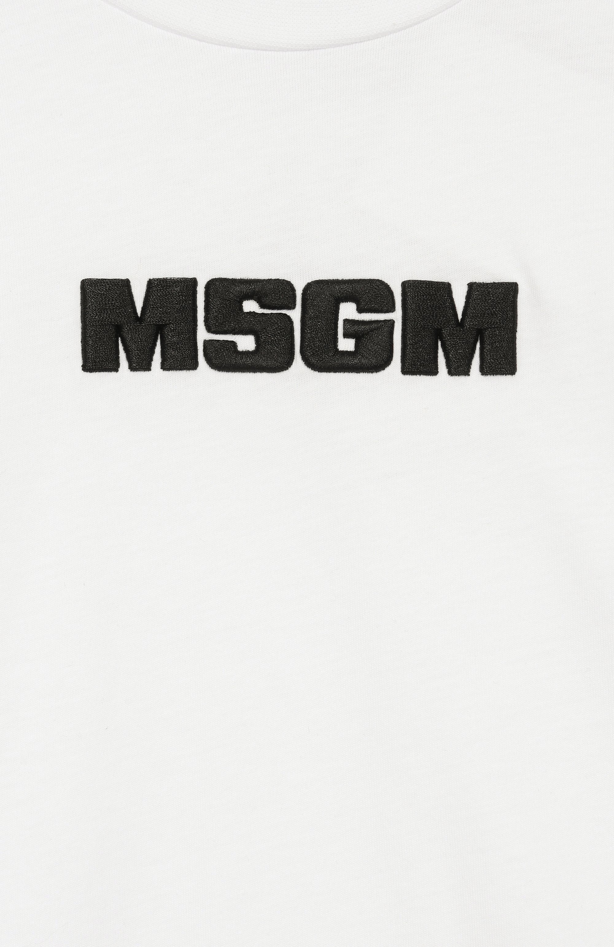 Хлопковая футболка MSGM KIDS белого цвета по цене 8435 руб., арт. S6MSJUTH072, фото 3 Хлопковая футболка MSGM KIDS, арт. S6MSJUTH072, фото 3