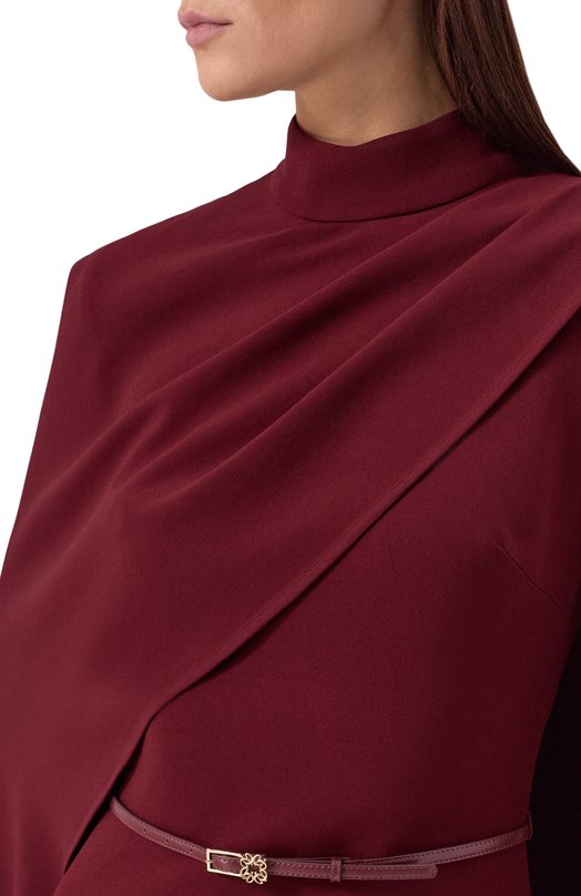 Платье из шелка и вискозы Elie Saab D0955NF25/CD023 Бордовый  D0955NF25/CD023 Фото 4