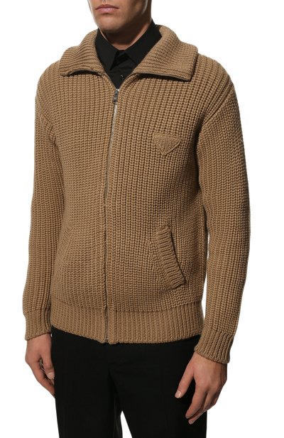 Кардиган из альпака PRADA бежевого цвета по цене 230000 руб., арт. UMG131-10KM-F0040-212, фото 3 Кардиган из альпака PRADA, арт. UMG131-10KM-F0040-212, фото 3