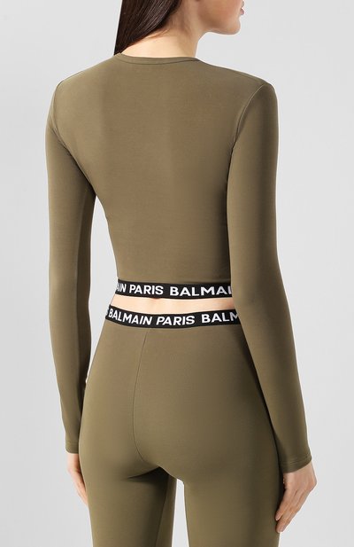 Хлопковый лонгслив BALMAIN хаки цвета по цене 33300 руб., арт. BPM005010, фото 4 Хлопковый лонгслив BALMAIN, арт. BPM005010, фото 4