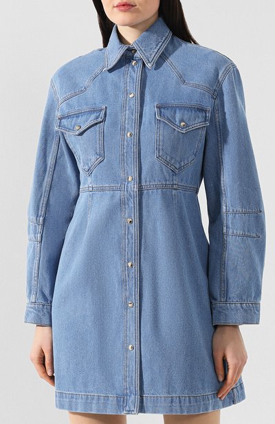Джинсовое платье NANUSHKA синего цвета по цене 39900 руб., арт. VILMA_90`S BLUE_DENIM, фото 3 Джинсовое платье NANUSHKA, арт. VILMA_90`S BLUE_DENIM, фото 3
