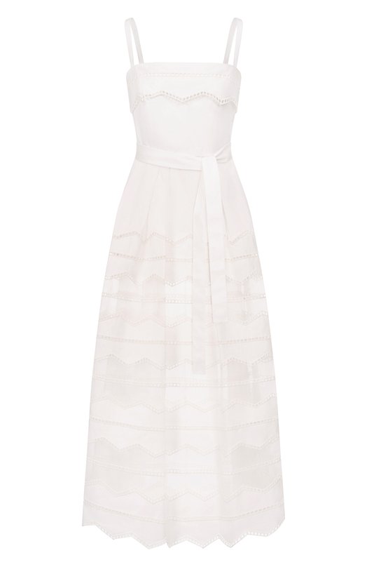 Платье из хлопка и шелка Elie Saab D1087NR26/CES01 Белый D1087NR26/CES01