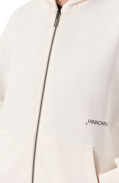 Женский хлопковая толстовка HINNOMINATE белого цвета, арт. HMABW01400 | Фото 5 (Длина (для топов): Стандартные; Материал сплава: Проставлено; Драгоценные камни: Проставлено; Рукава: Длинные; Женское Кросс-КТ: Кардиган-одежда; Стили: Спорт-шик; Материал внешний: Хлопок)