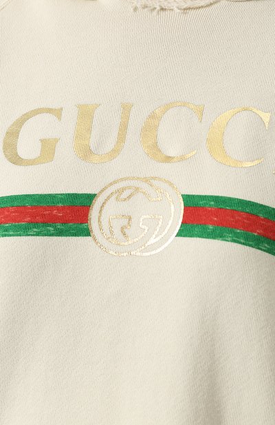 Хлопковый пуловер с капюшоном и логотипом бренда GUCCI, арт. 457931/X5N71, фото 5