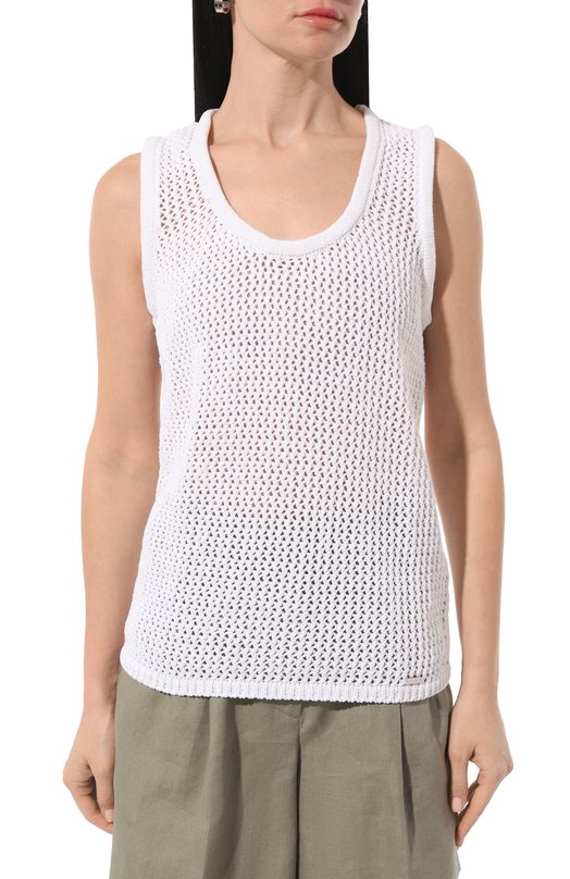 Хлопковый топ Kiton D57721100 Белый  D57721100 Фото 3