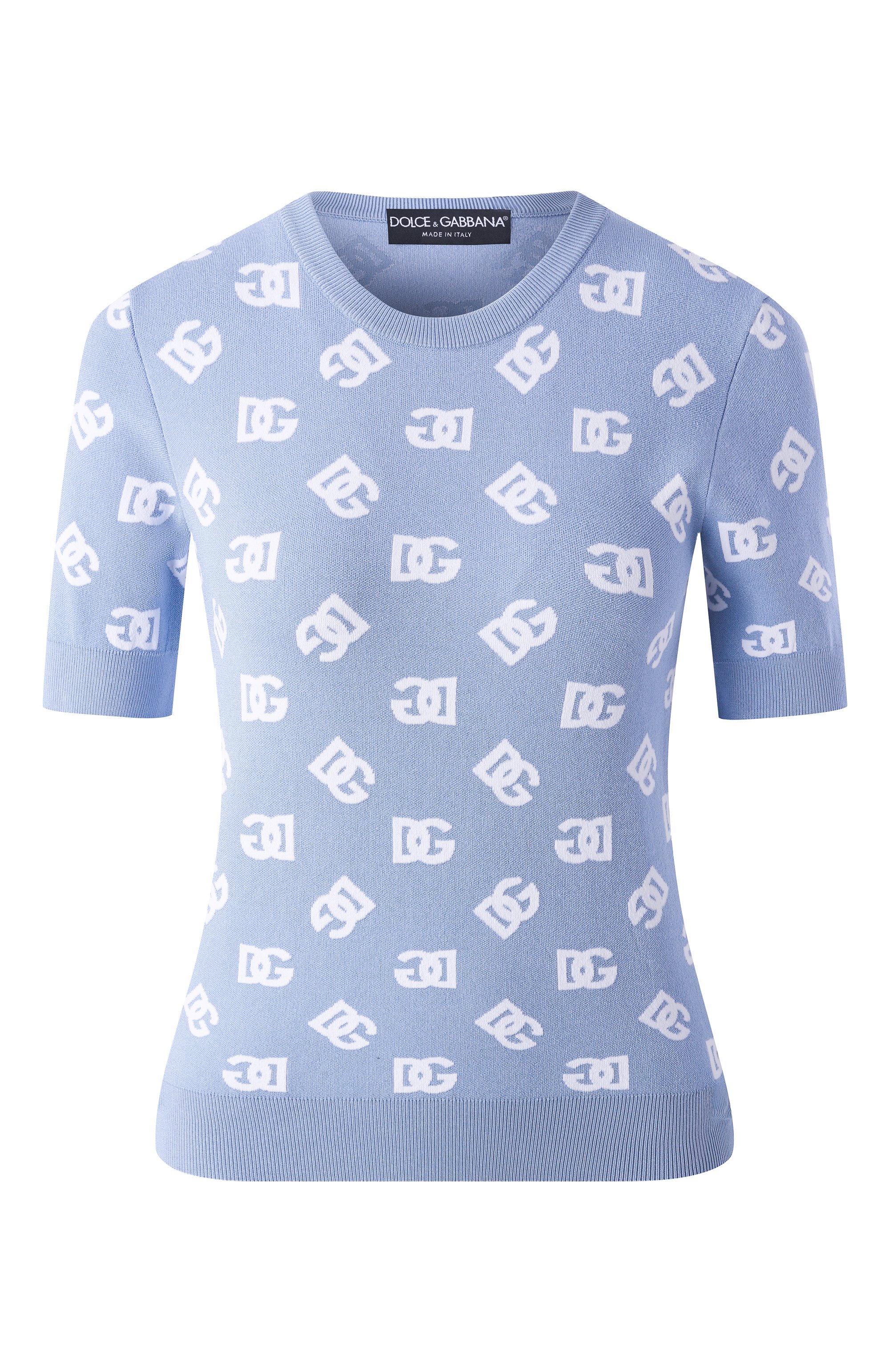 Пуловер из вискозы DOLCE & GABBANA голубого цвета по цене 106500 руб., арт. FXX13T/JFMGT, фото 1 Пуловер из вискозы DOLCE & GABBANA, арт. FXX13T/JFMGT, фото 1