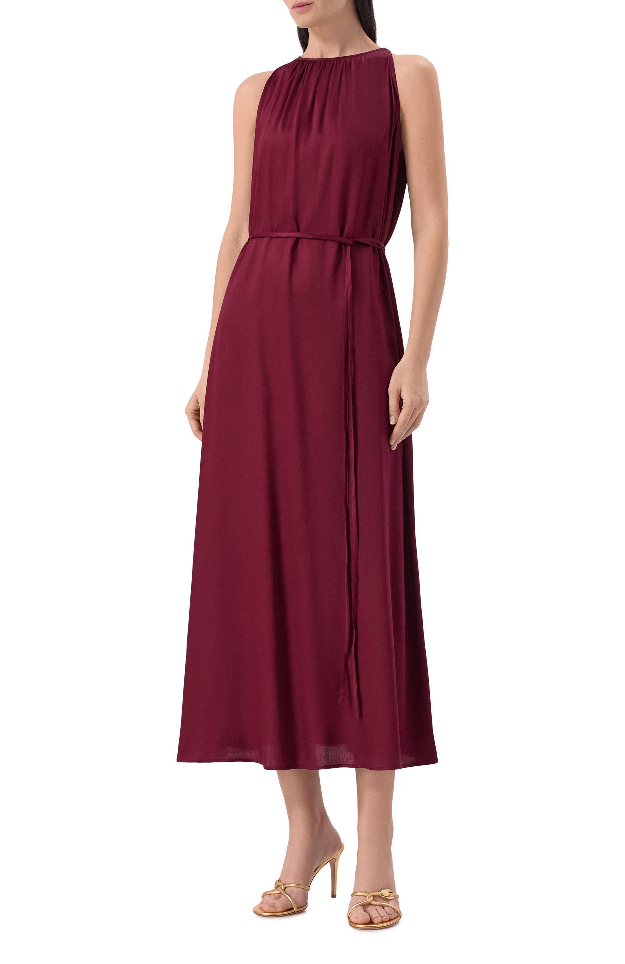 Атласное платье PIETRO BRUNELLI бордового цвета по цене 24400 руб., арт. AG2416/VIG001, фото 2 Атласное платье PIETRO BRUNELLI, арт. AG2416/VIG001, фото 2