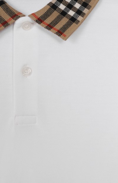 Хлопковое поло BURBERRY белого цвета по цене 29350 руб., арт. 8105571, фото 3 Хлопковое поло BURBERRY, арт. 8105571, фото 3