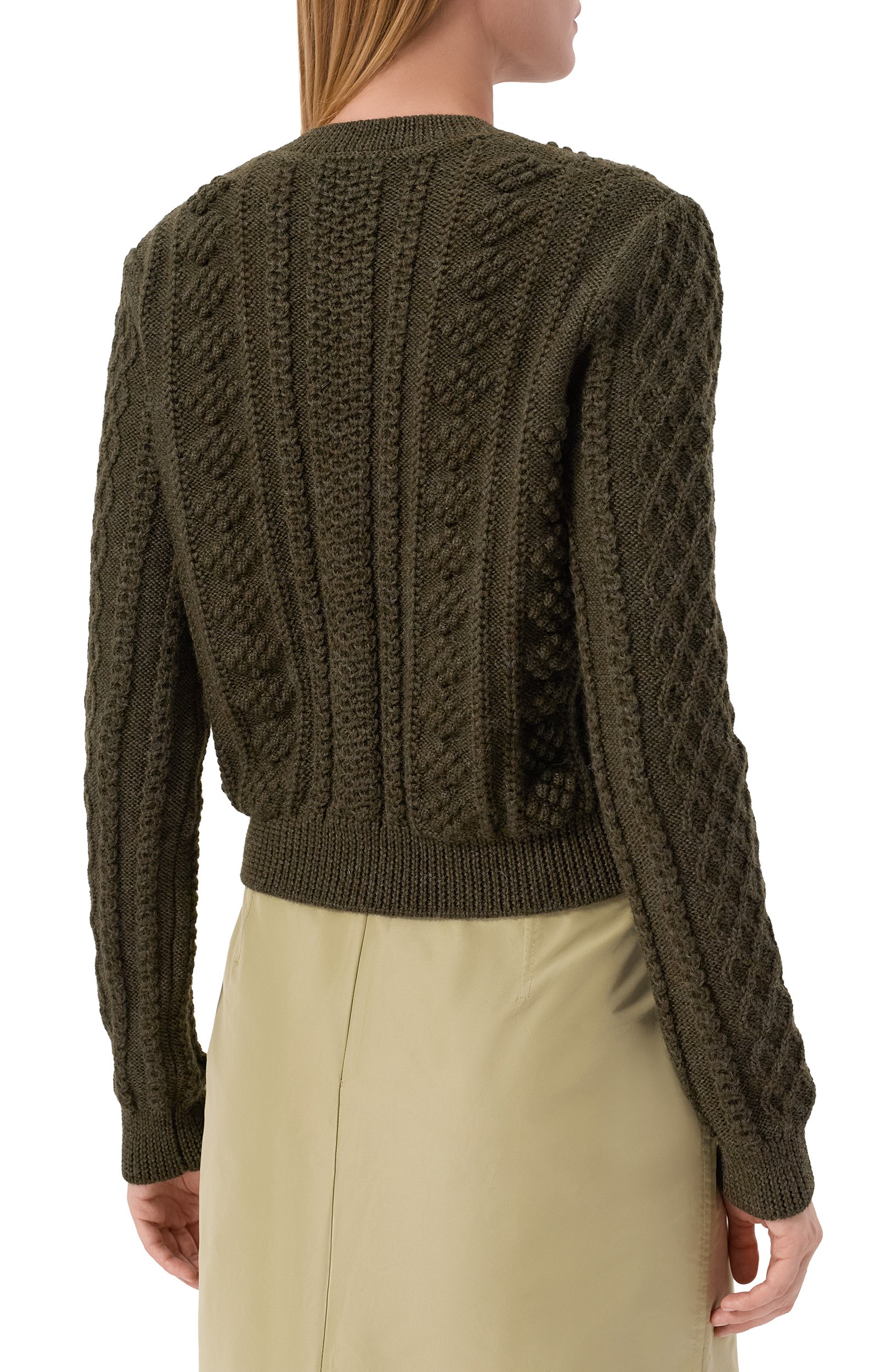 Шерстяной свитер JIL SANDER хаки цвета по цене 227000 руб., арт. J02GP0264/J14864, фото 4 Шерстяной свитер JIL SANDER, арт. J02GP0264/J14864, фото 4
